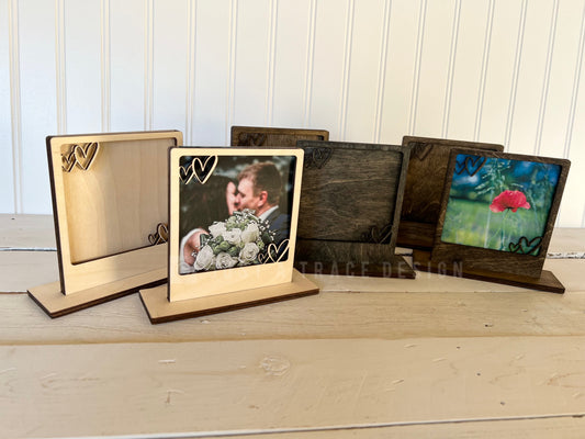 Hearts Picture Frame Stand, 6" x 4 3/8" x 3/8", Photo Frame, Picture Frame, Desk Decor, Home Decor, 5 1/4" x 4 1/2" x 3/8" Frame