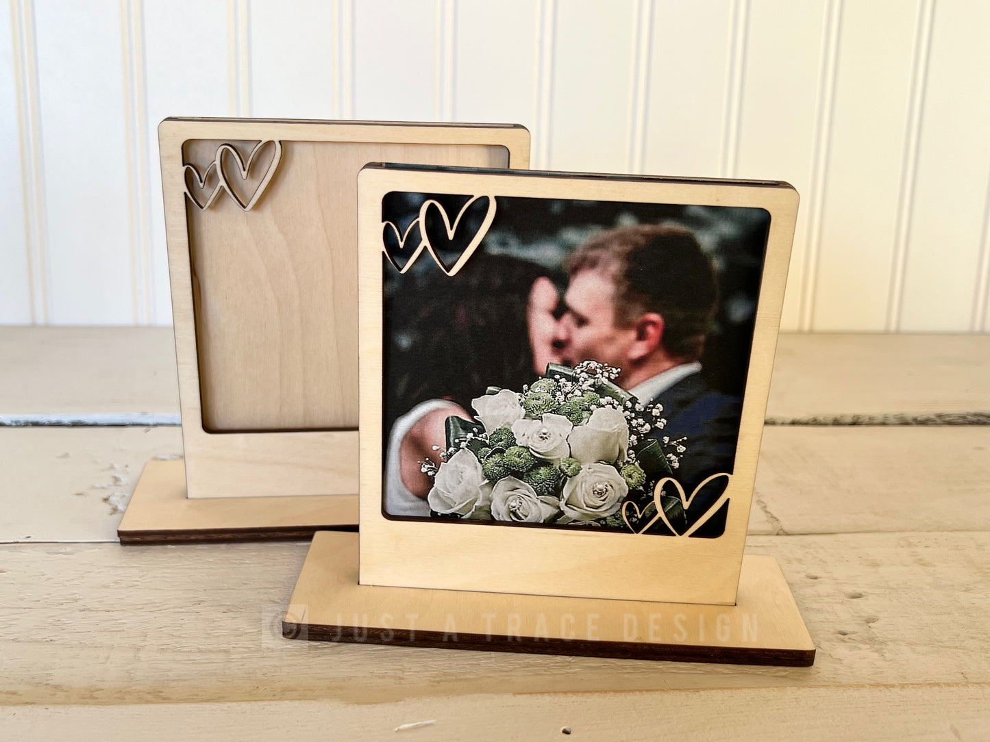 Hearts Picture Frame Stand, 6" x 4 3/8" x 3/8", Photo Frame, Picture Frame, Desk Decor, Home Decor, 5 1/4" x 4 1/2" x 3/8" Frame