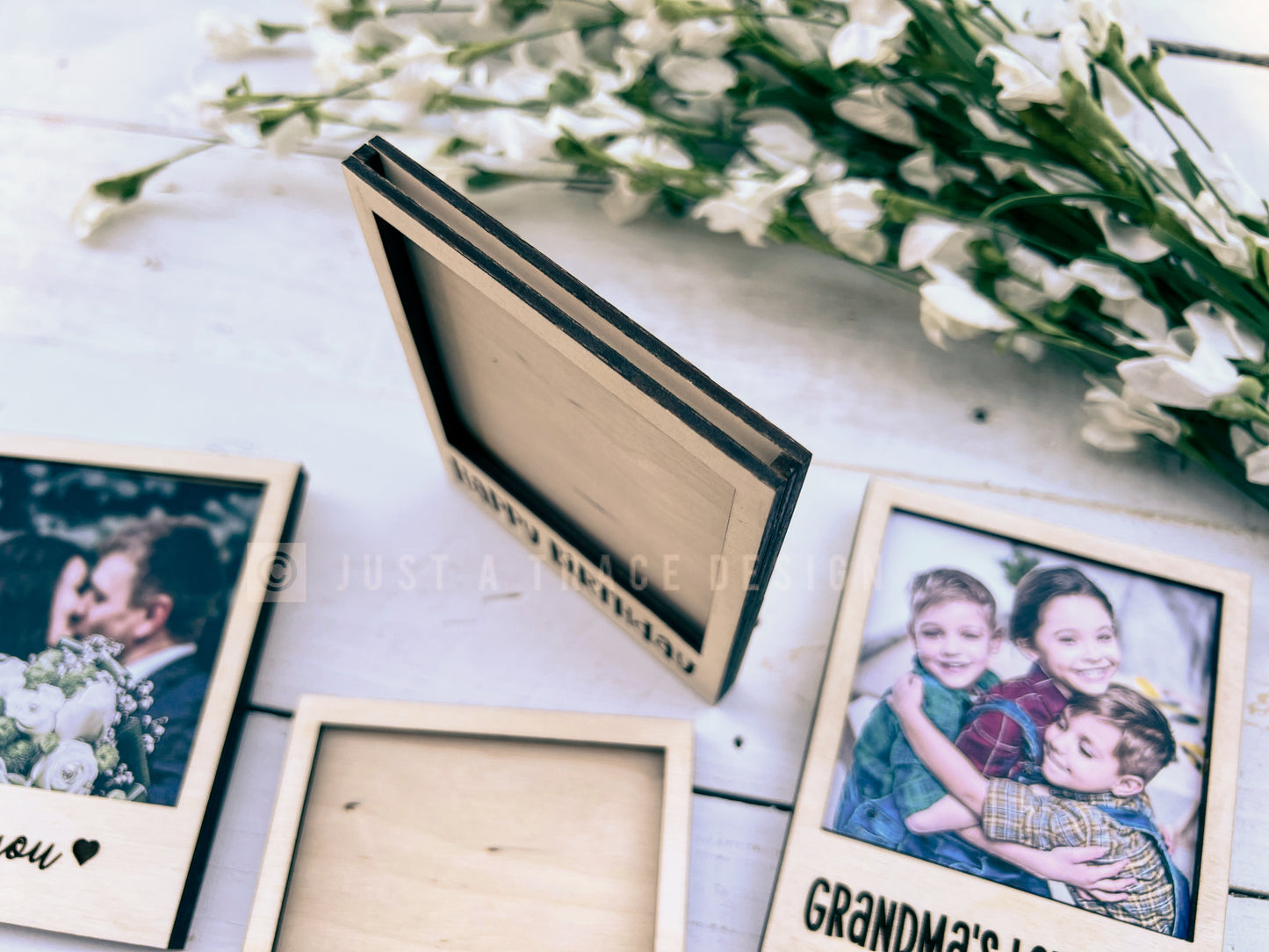 Personalized Wood Picture Frame With Back, Refrigerator Magnet, Wedding Favor, Graduation Photos, Vacation Photo Frame, Bridesmaid Photos