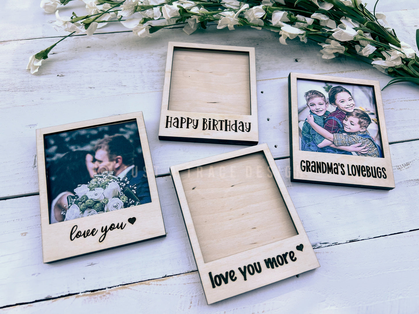 Personalized Wood Picture Frame With Back, Refrigerator Magnet, Wedding Favor, Graduation Photos, Vacation Photo Frame, Bridesmaid Photos