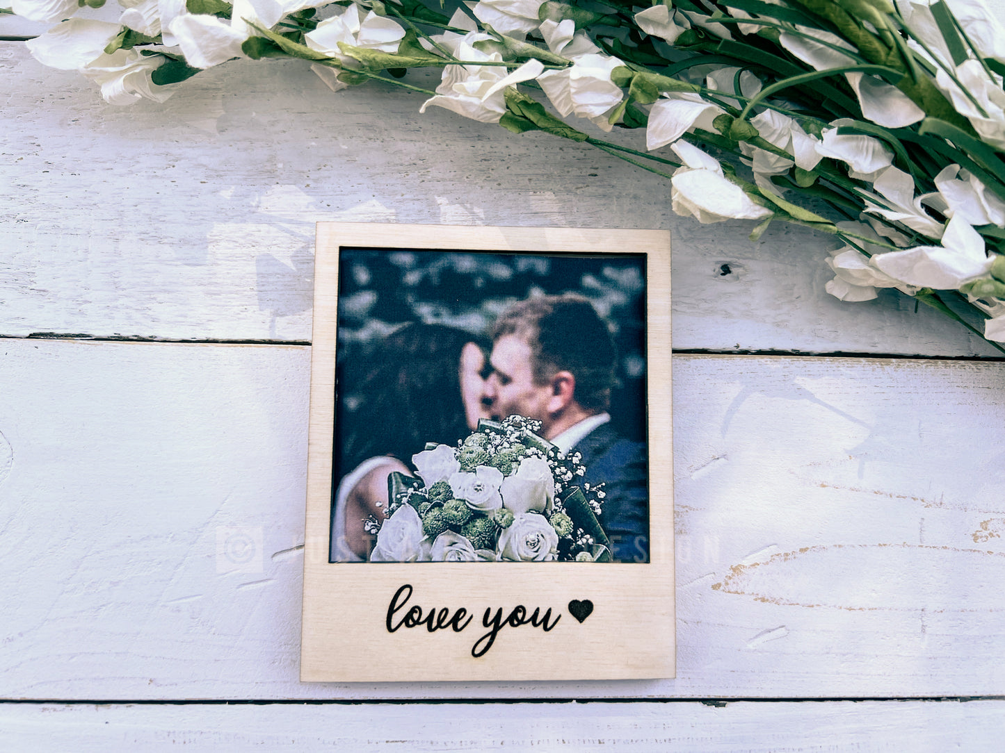 Personalized Wood Picture Frame With Back, Refrigerator Magnet, Wedding Favor, Graduation Photos, Vacation Photo Frame, Bridesmaid Photos