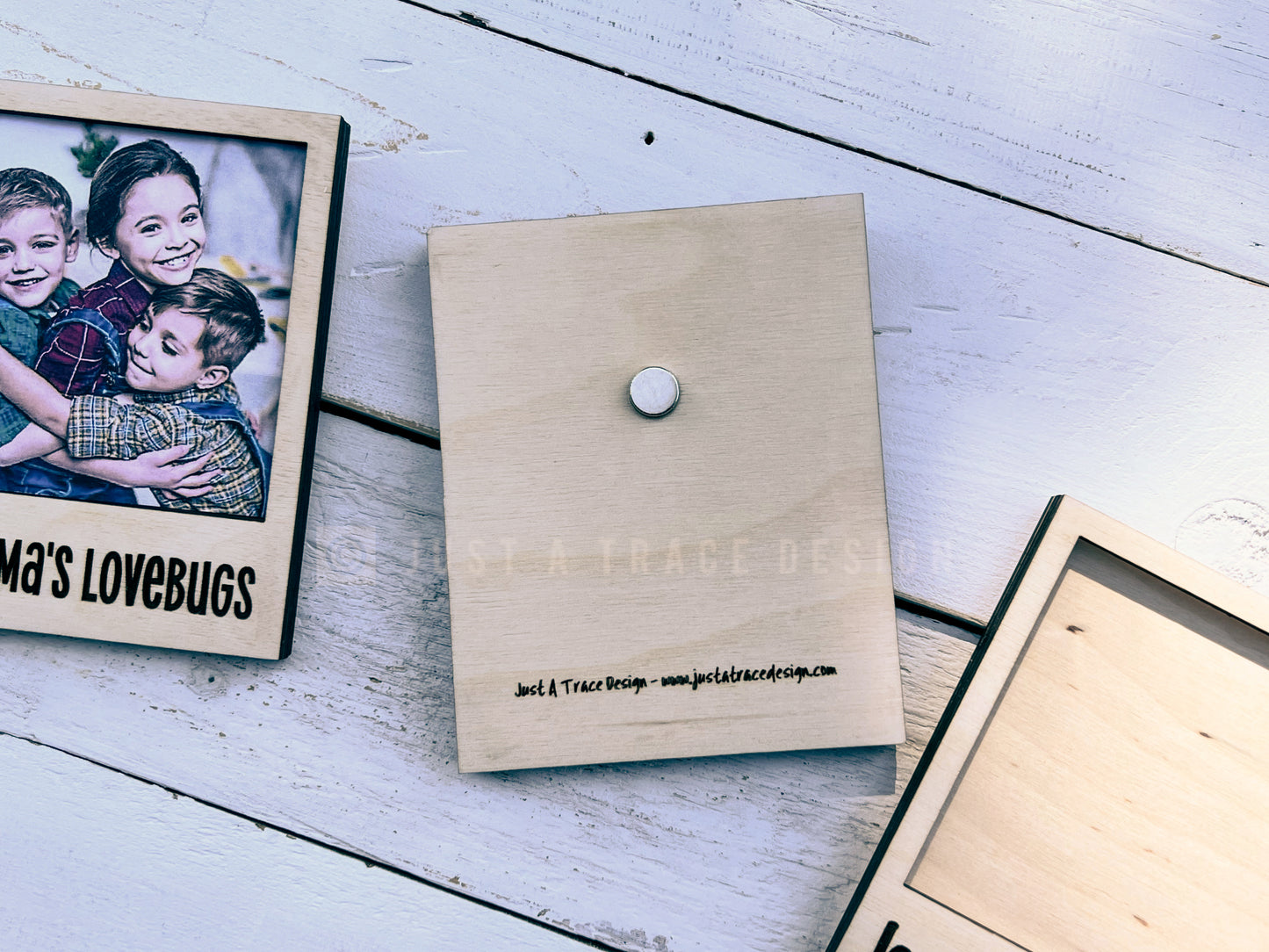 Personalized Wood Picture Frame With Back, Refrigerator Magnet, Wedding Favor, Graduation Photos, Vacation Photo Frame, Bridesmaid Photos