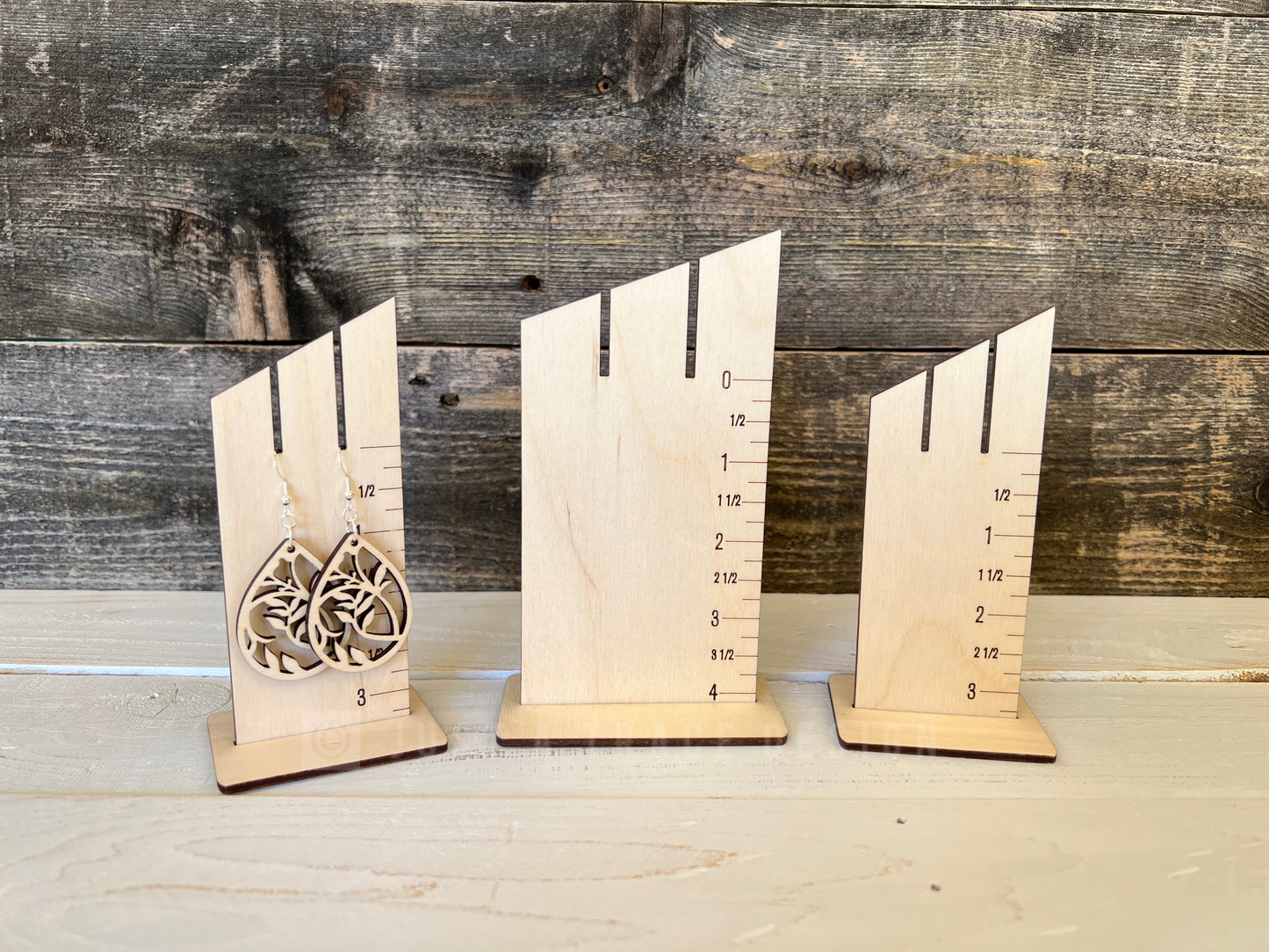 Earring Display Stand, Earring Holder, Ruler Measurement Tool, Dangle Earrings Stand Wood Display, Craft Show Display, Vendor Showcase
