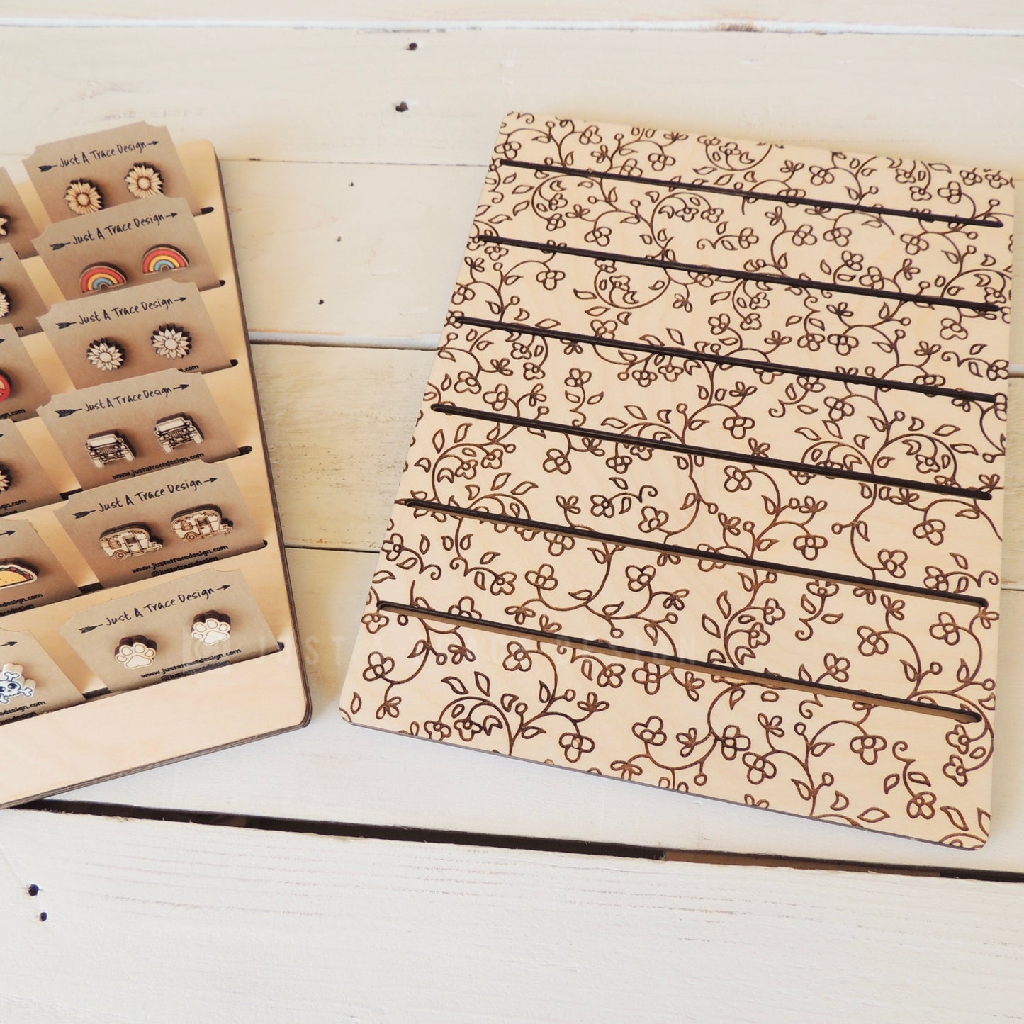 Earring Card Display Stand, 10" x 8", Flat Rack, Earring Card Holder, Jewelry Holder, Pin Holder, Wood Vendor Display, Craft Show Display