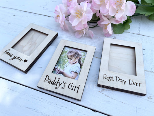 Bulk Mini Personalized Picture Frame With Back, Wood Refrigerator Magnet, Wedding Favor, Vacation Frame, Bridesmaid Gift, Travel Agent Gift, Photo Frame, Bridesmaid Photos