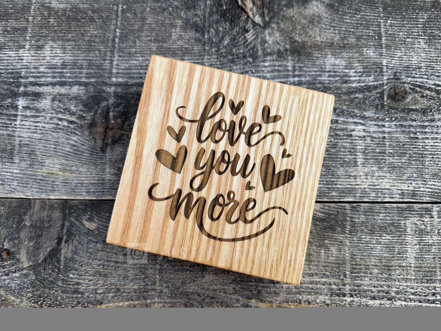 Love You More Mini Block Wooden Sign, Daily Reminder, Inspirational Sign, Valentine's Day, Home Desk Decor, Shelf Sitter Sign, 4"x4"x3/4"
