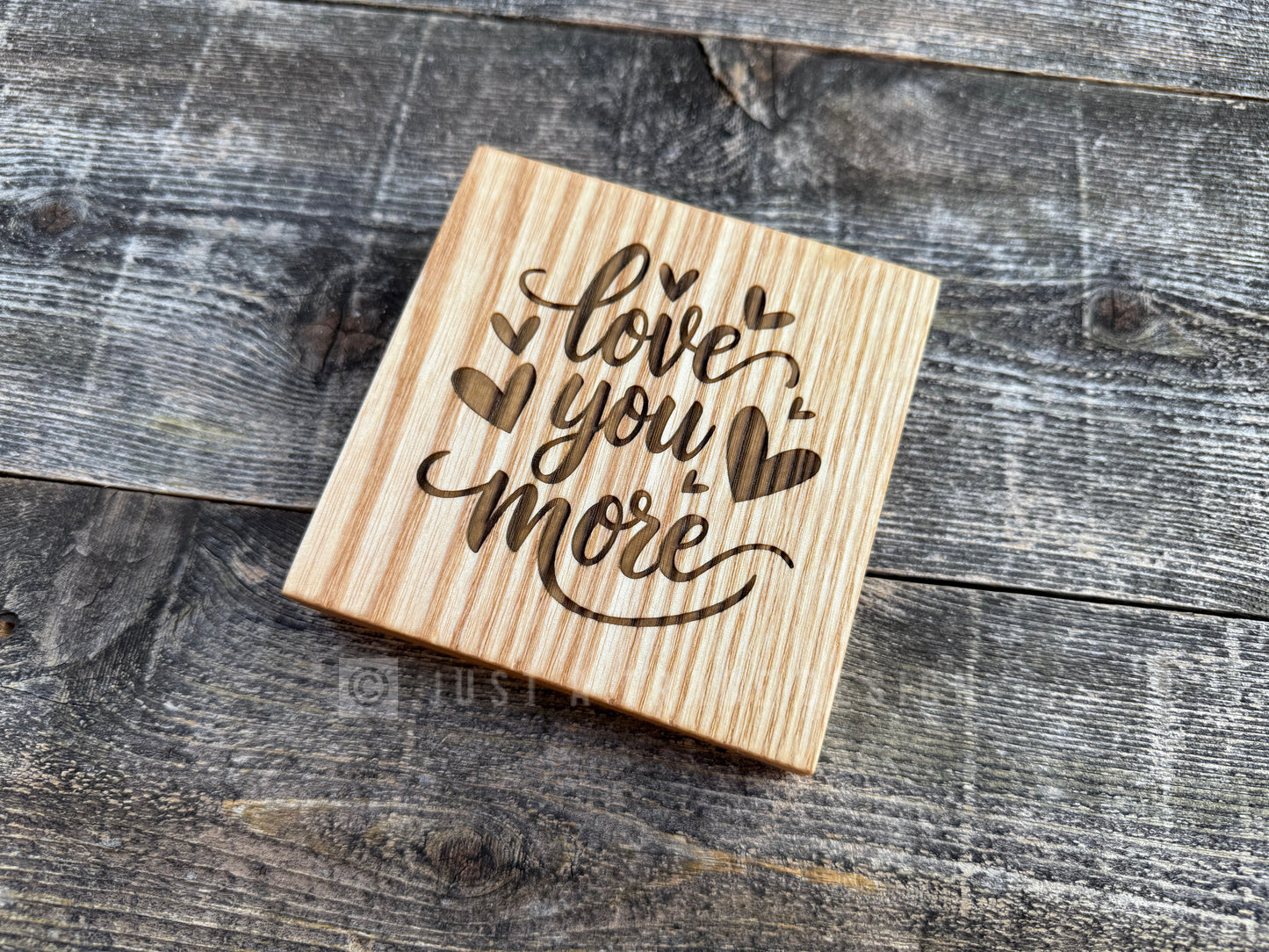 Love You More Mini Block Wooden Sign, Daily Reminder, Inspirational Sign, Valentine's Day, Home Desk Decor, Shelf Sitter Sign, 4"x4"x3/4"