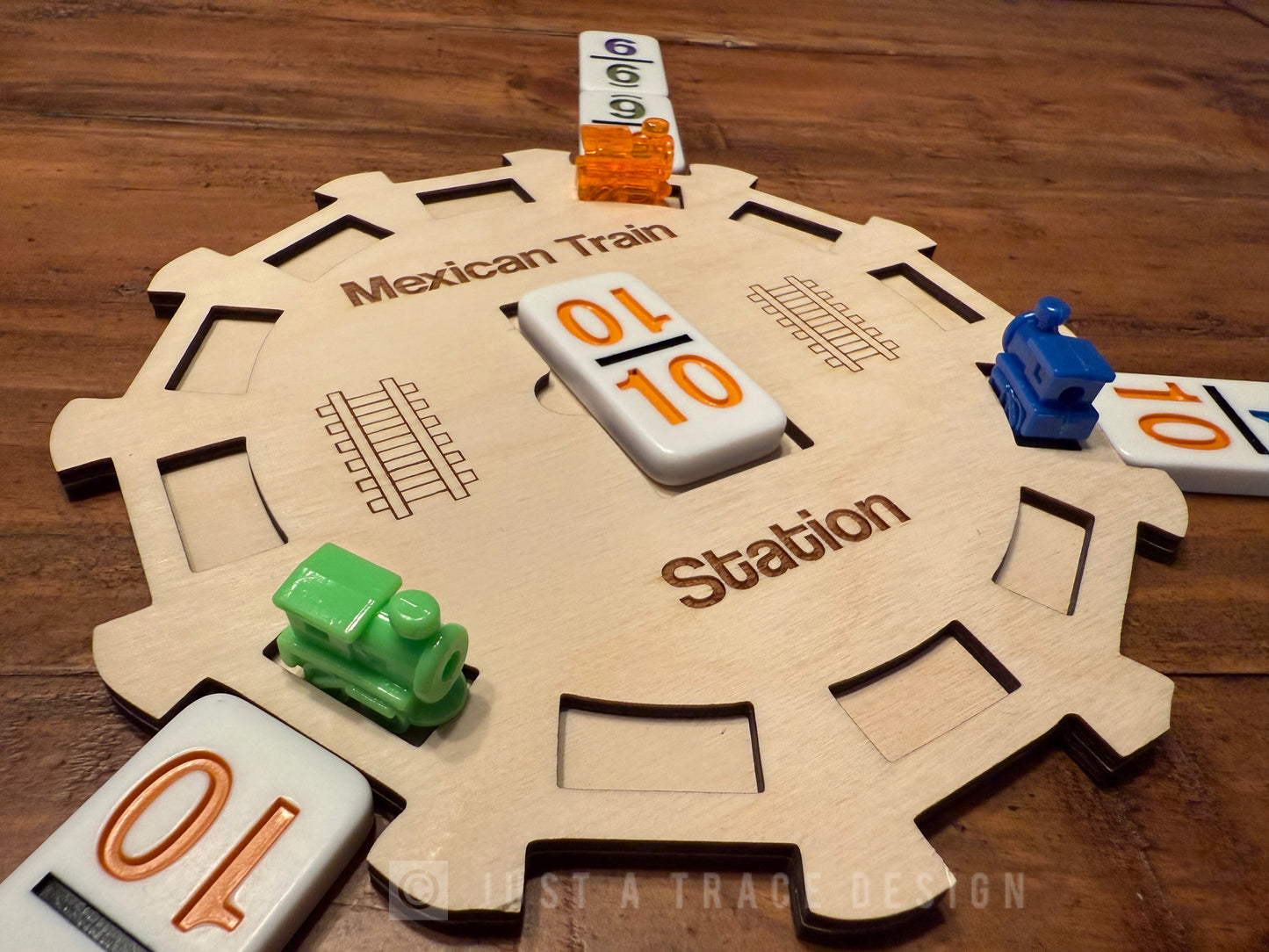 12 Player Mexican Train Dominoes Hub, Wooden Domino Holder, Family Game Night, Centerpiece Domino Hub, Mexican Train Game, Domino Game