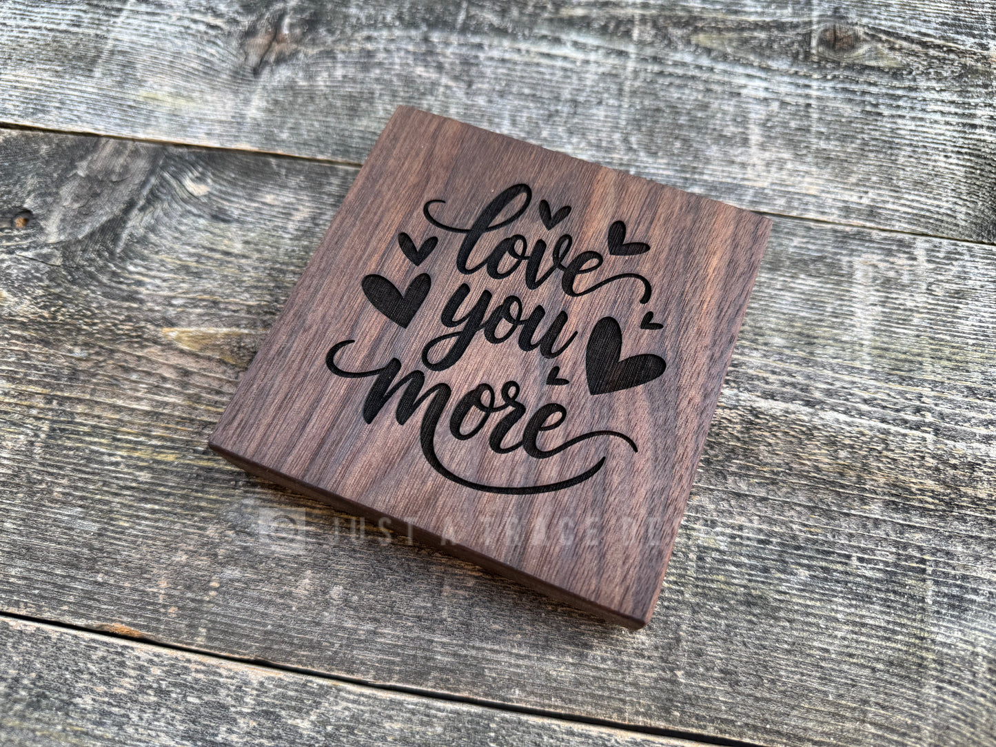Love You More Mini Block Wooden Sign, Daily Reminder, Inspirational Sign, Valentine's Day, Home Desk Decor, Shelf Sitter Sign, 4"x4"x3/4"