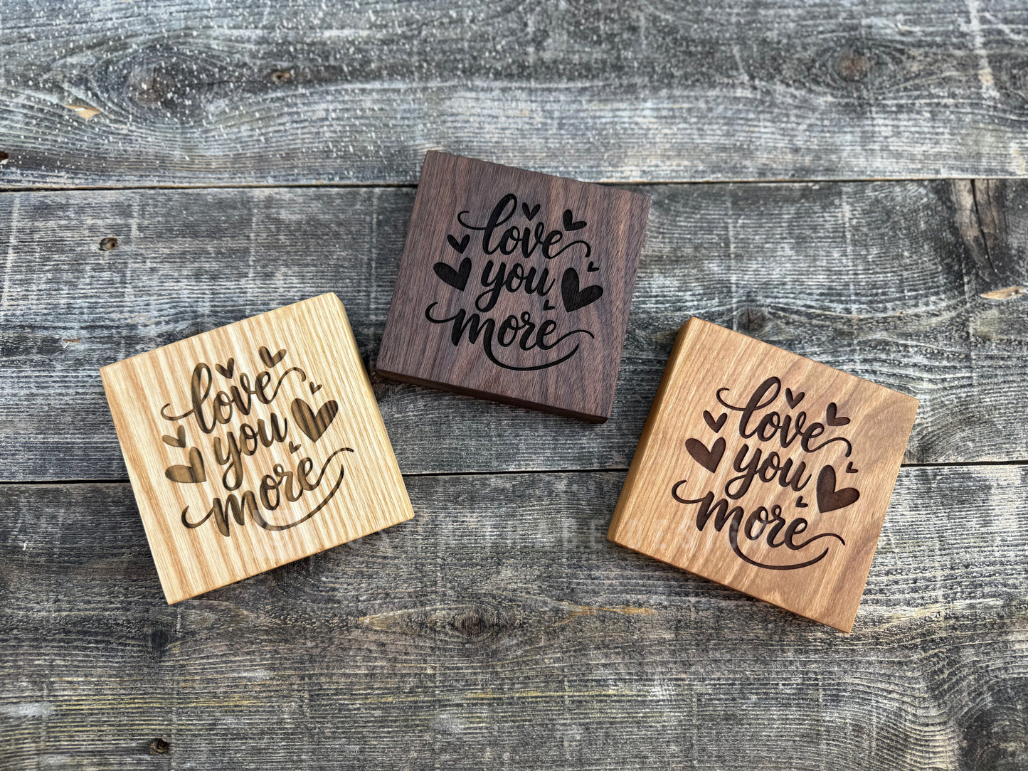 Love You More Mini Block Wooden Sign, Daily Reminder, Inspirational Sign, Valentine's Day, Home Desk Decor, Shelf Sitter Sign, 4"x4"x3/4"