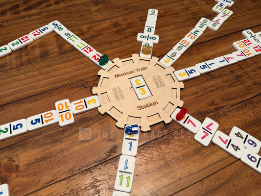 12 Player Mexican Train Dominoes Hub, Wooden Domino Holder, Family Game Night, Centerpiece Domino Hub, Mexican Train Game, Domino Game