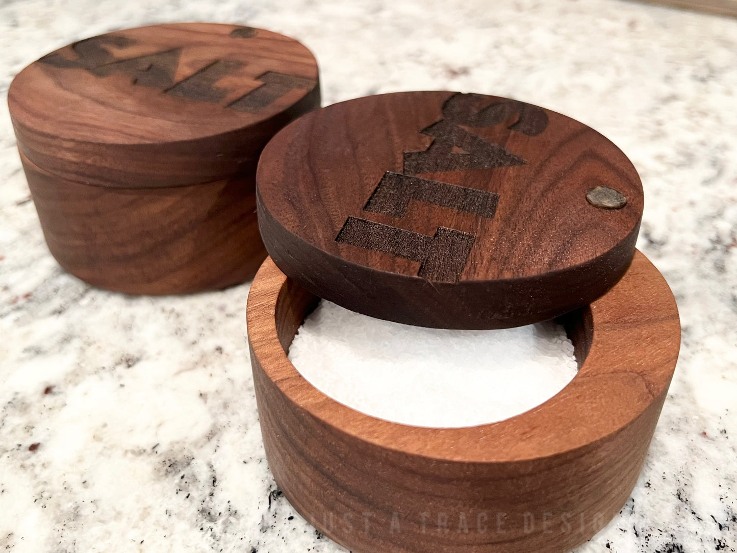 Walnut Salt Cellar with swivel lid, Wood Salt Cellar, Pinch Pot, Salt Holder, Spice Box, Chef Gift, Foodie Gift