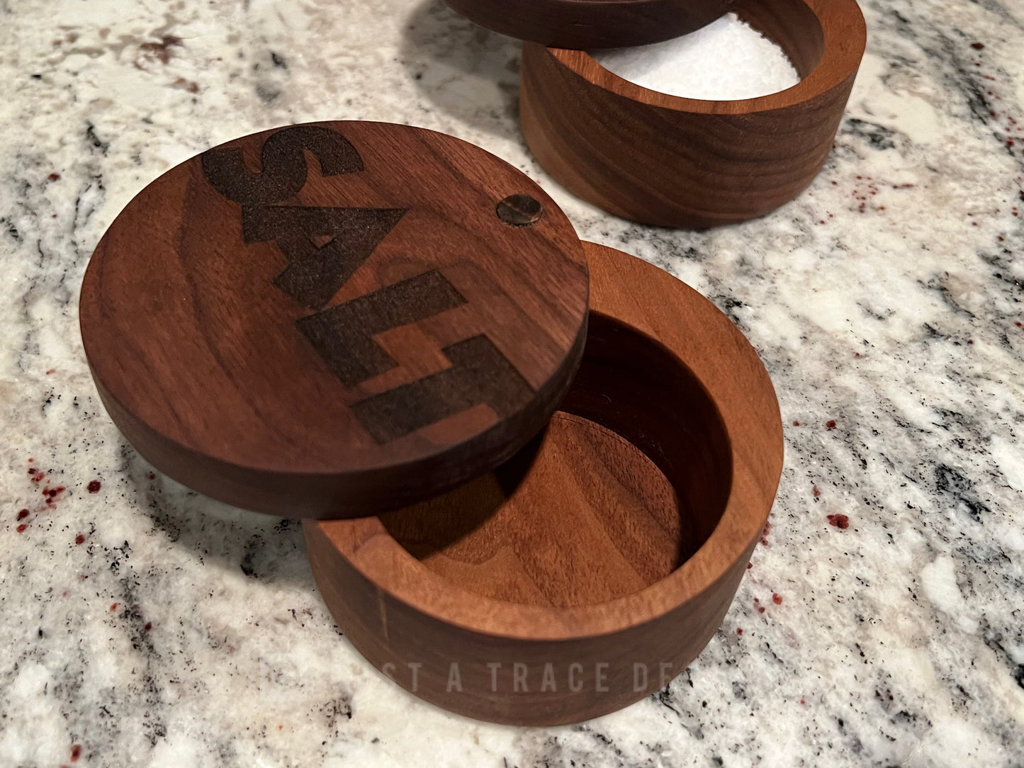 Walnut Salt Cellar with swivel lid, Wood Salt Cellar, Pinch Pot, Salt Holder, Spice Box, Chef Gift, Foodie Gift