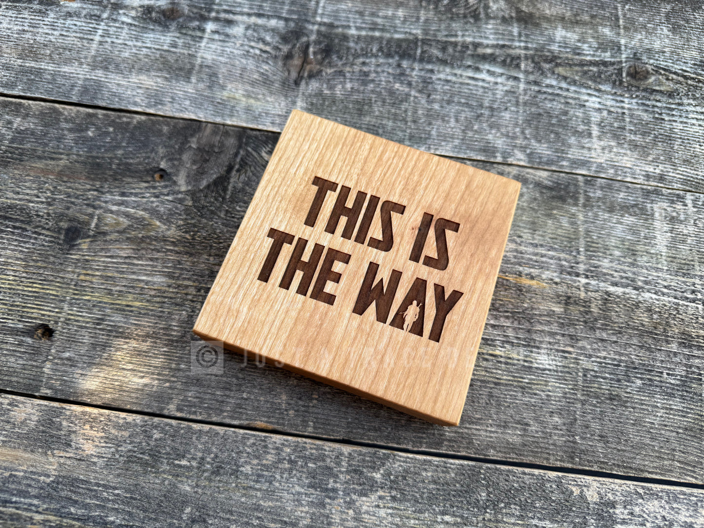 This Is The Way Mini Block Wooden Sign, Rebel Force, Home Desk Decor, Mando Sign, Wood Shelf Sitter Sign, Handmade Gift, 4"x4"x3/4" Sign