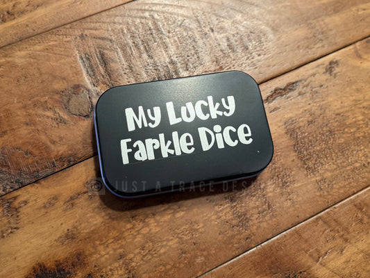 My Lucky Farkle Dice Box, Metal Dice Box, Includes 6 16mm Dice,  Tin Portable Travel Dice Box, Family Game Night, Dice Tin Box, Dice Game