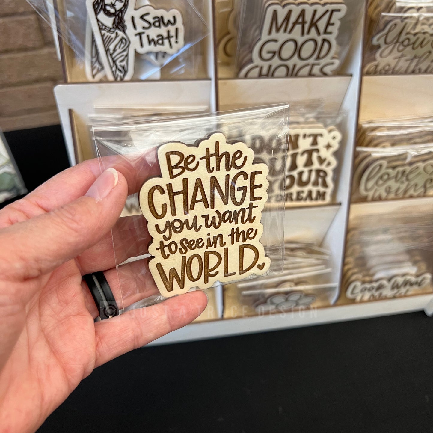 Be The Change You Want To See In The World Wood Magnet, Inspirational Fridge Magnet, Magnet Board, Eco Friendly Gift, Office Decor, Stocking Stuffer