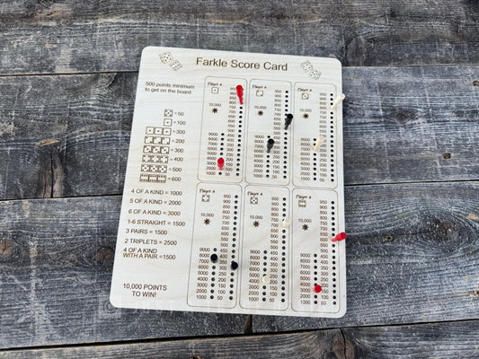 Wooden Farkle Score Card, Dice Game, Board Game, Cherry or Ash Hardwood Rolling Tray, Portable Game Tray, Scoring Guide, Family Game Night