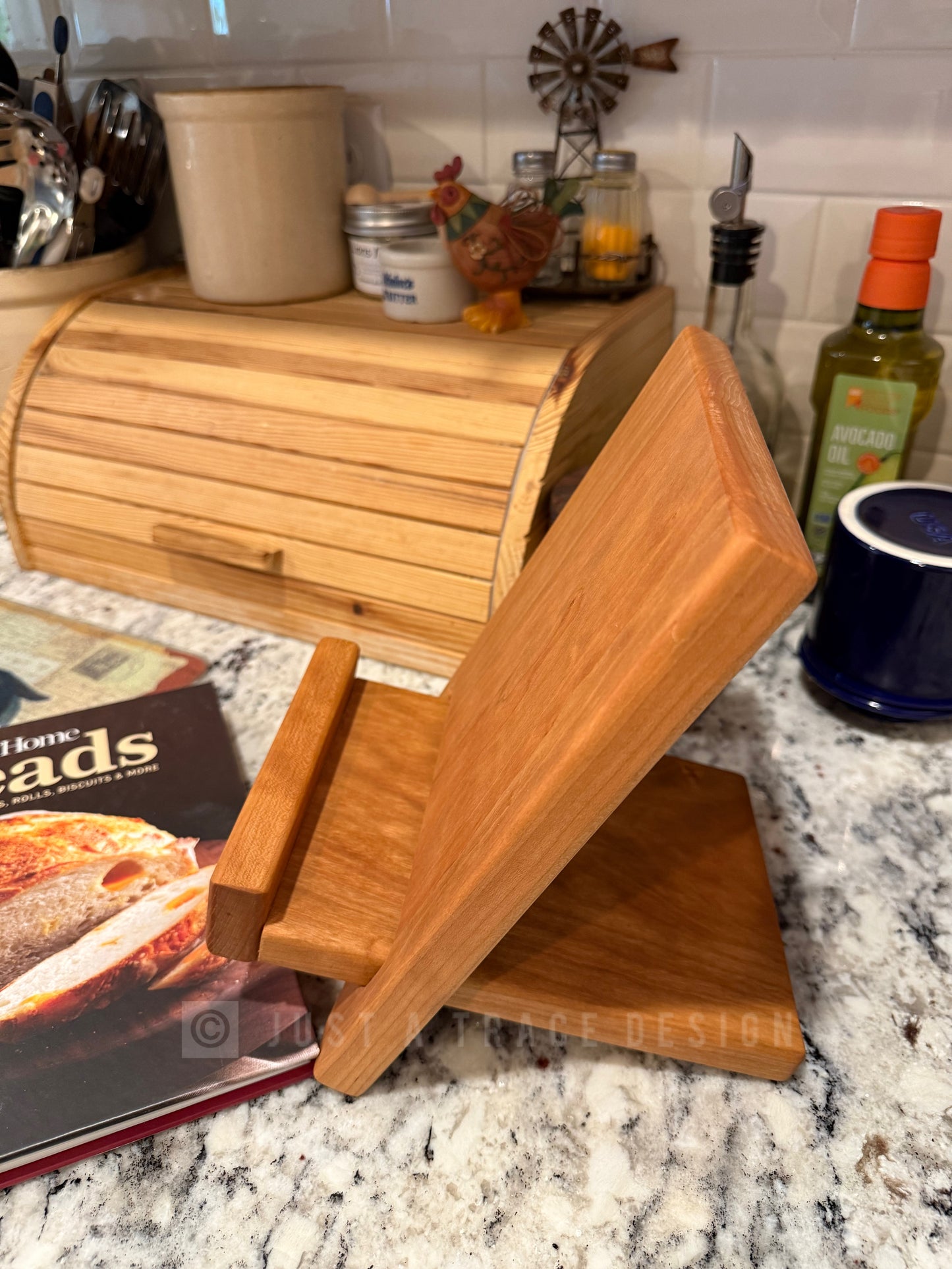 Rustic Wooden Cookbook Holder with Adjustable Stand, Kitchen Book & Tablet Stand, Housewarming Gift, Wedding Gift, Space Saving Design