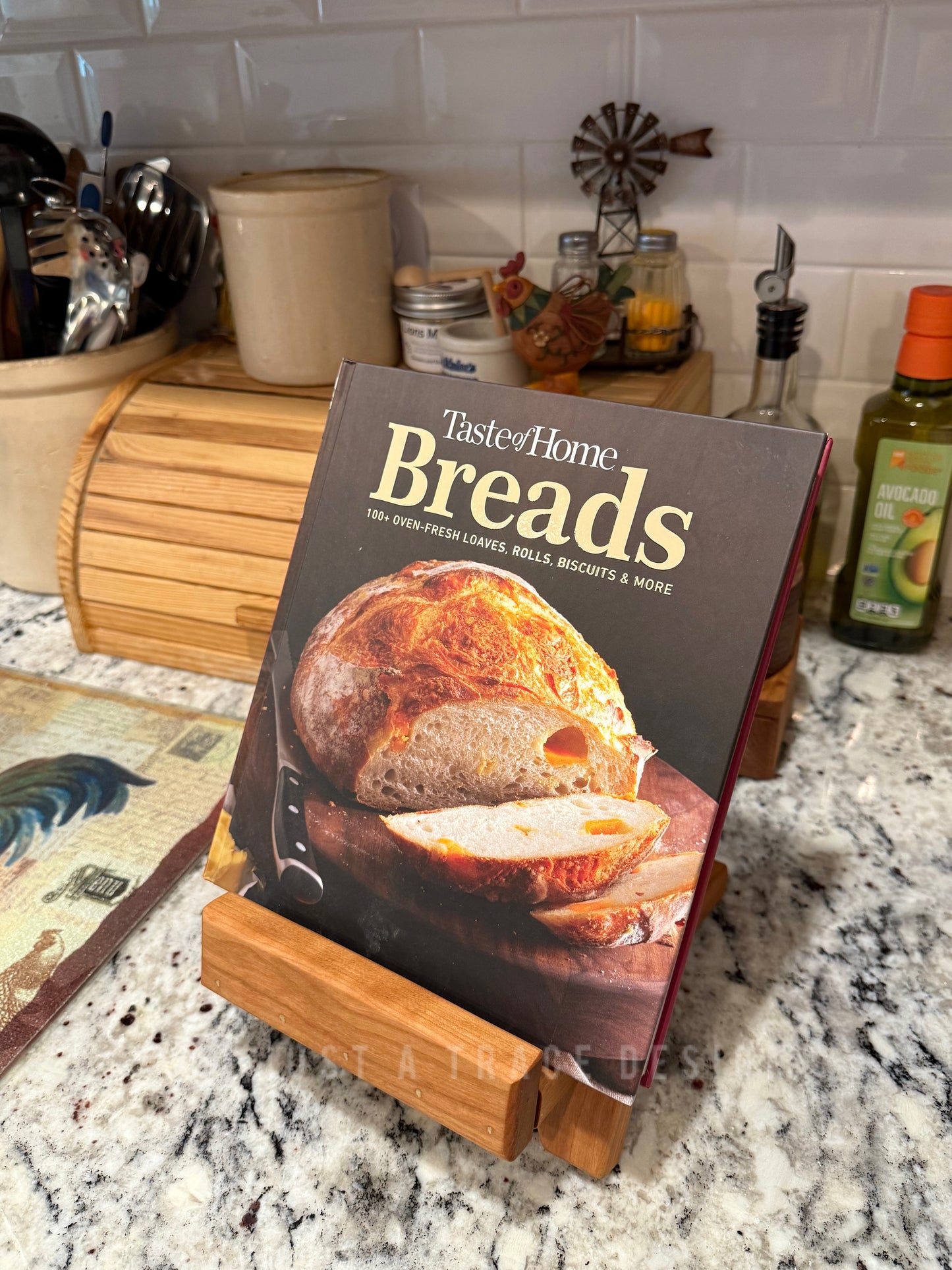 Rustic Wooden Cookbook Holder with Adjustable Stand, Kitchen Book & Tablet Stand, Housewarming Gift, Wedding Gift, Space Saving Design
