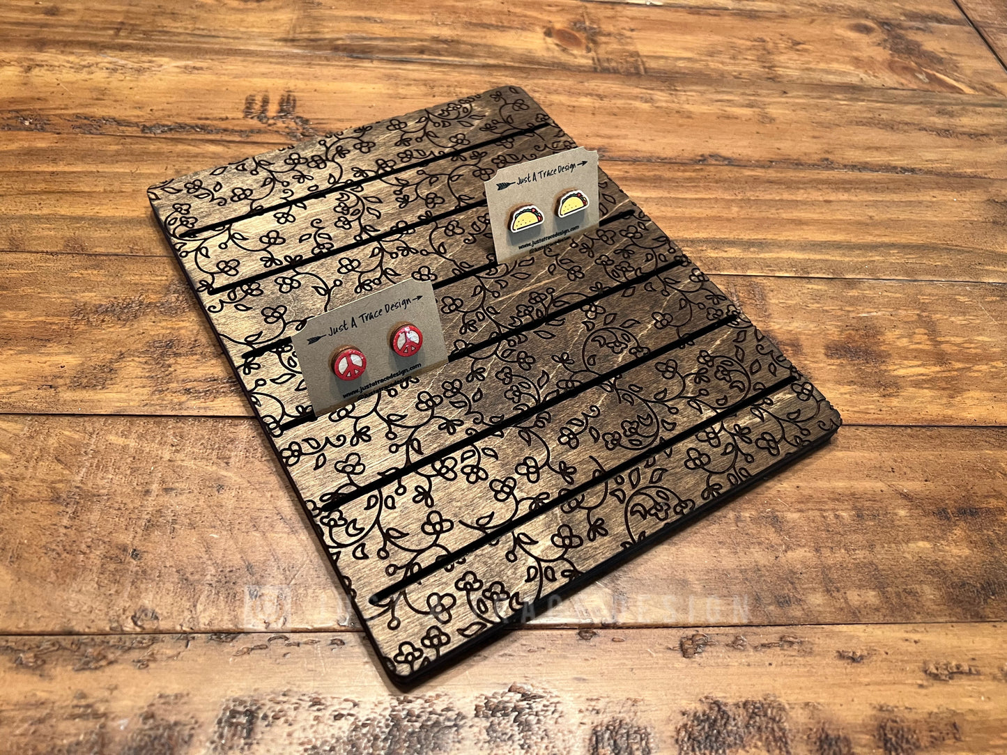 Earring Card Display Stand, 10" x 8", Flat Rack, Earring Card Holder, Jewelry Holder, Pin Holder, Wood Vendor Display, Craft Show Display