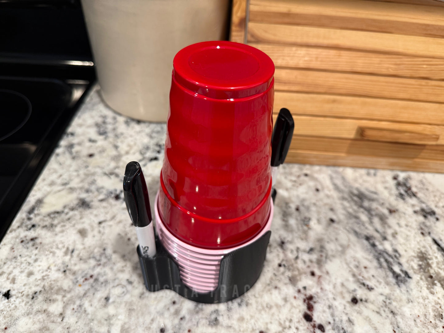 18 oz. Red Solo Cup Holder with Markers, Plastic Party Cup Organizer, Party Cup Holder, Compact Cup Holder, Kitchen Decor Gift