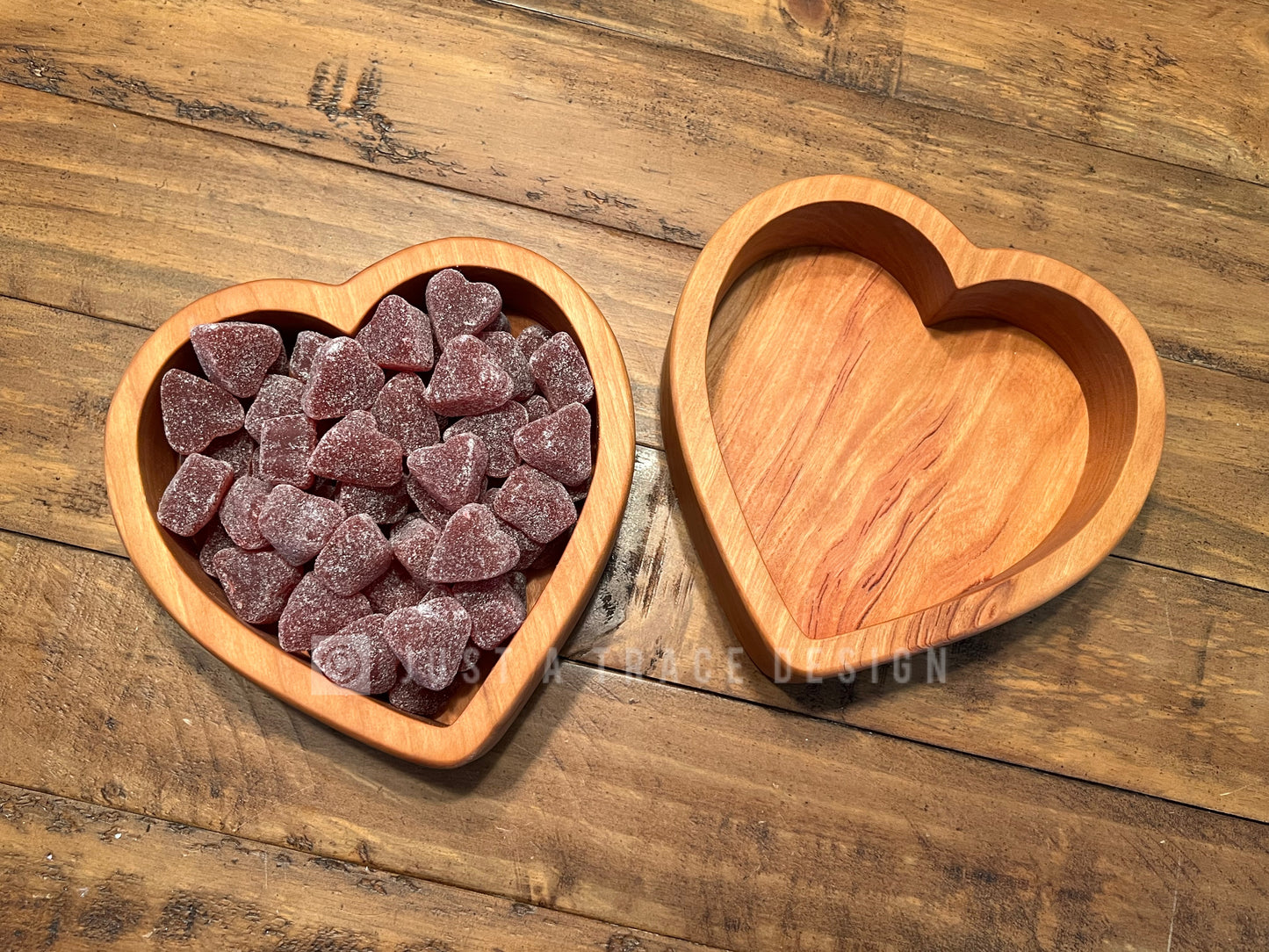 Wooden Heart Candy Dish, Valentine's Day, Kitchen Decor, Catchall Tray, Valet Tray, Holiday Gift, Trinket Dish, Cherry Candy Dish