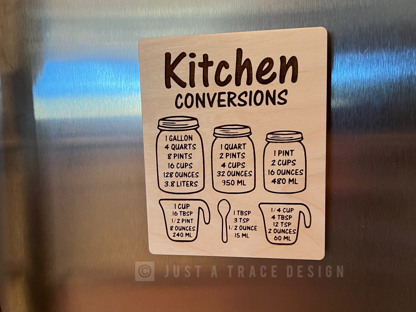 Kitchen Conversion Magnet, Measuring Cup Magnet, Recipe Conversions Magnet, Baking Equivalents Magnet, Refrigerator Magnet, Kitchen Decor