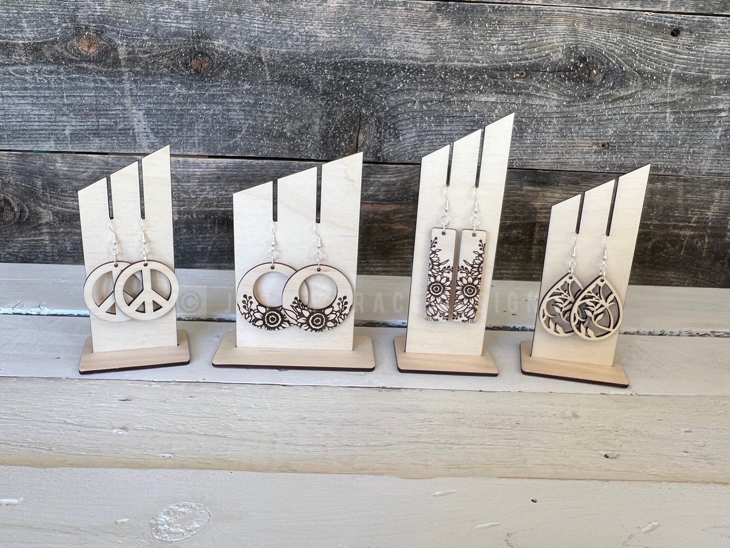 Earring Display Stand, Earring Holder, Ruler Measurement Tool, Dangle Earrings Stand Wood Display, Craft Show Display, Vendor Showcase
