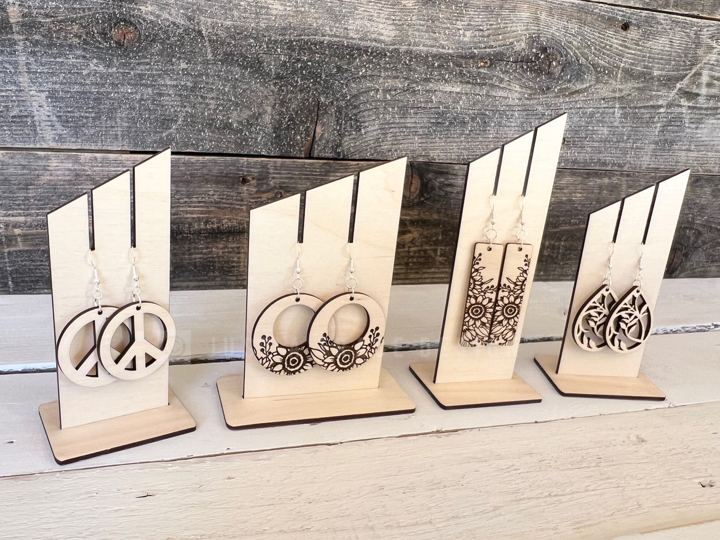 Earring Display Stand, Earring Holder, Ruler Measurement Tool, Dangle Earrings Stand Wood Display, Craft Show Display, Vendor Showcase