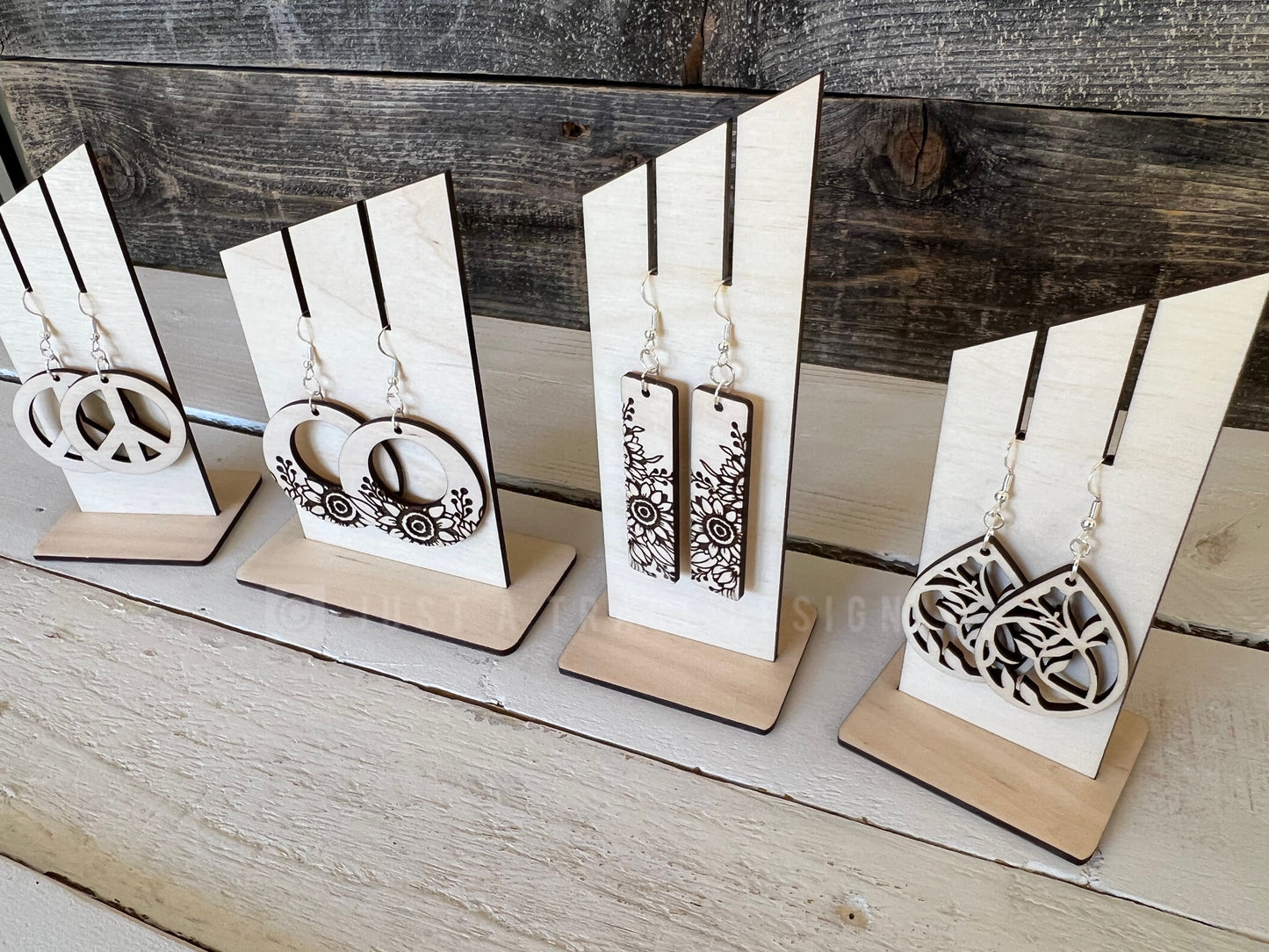 Earring Display Stand, Earring Holder, Ruler Measurement Tool, Dangle Earrings Stand Wood Display, Craft Show Display, Vendor Showcase
