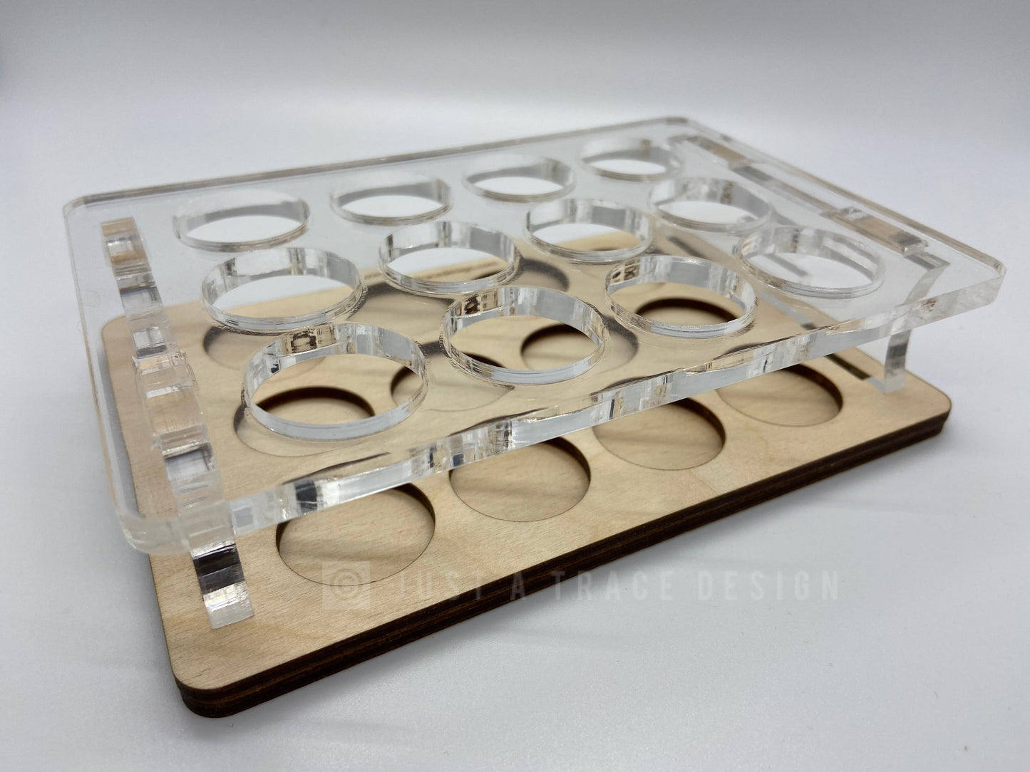 Essential Oils Holder, Acrylic & Wood Holder, Oil Organizer, Table Top, 12 Bottle Holder, Storage Display For Essential Oils, 5ml Bottle