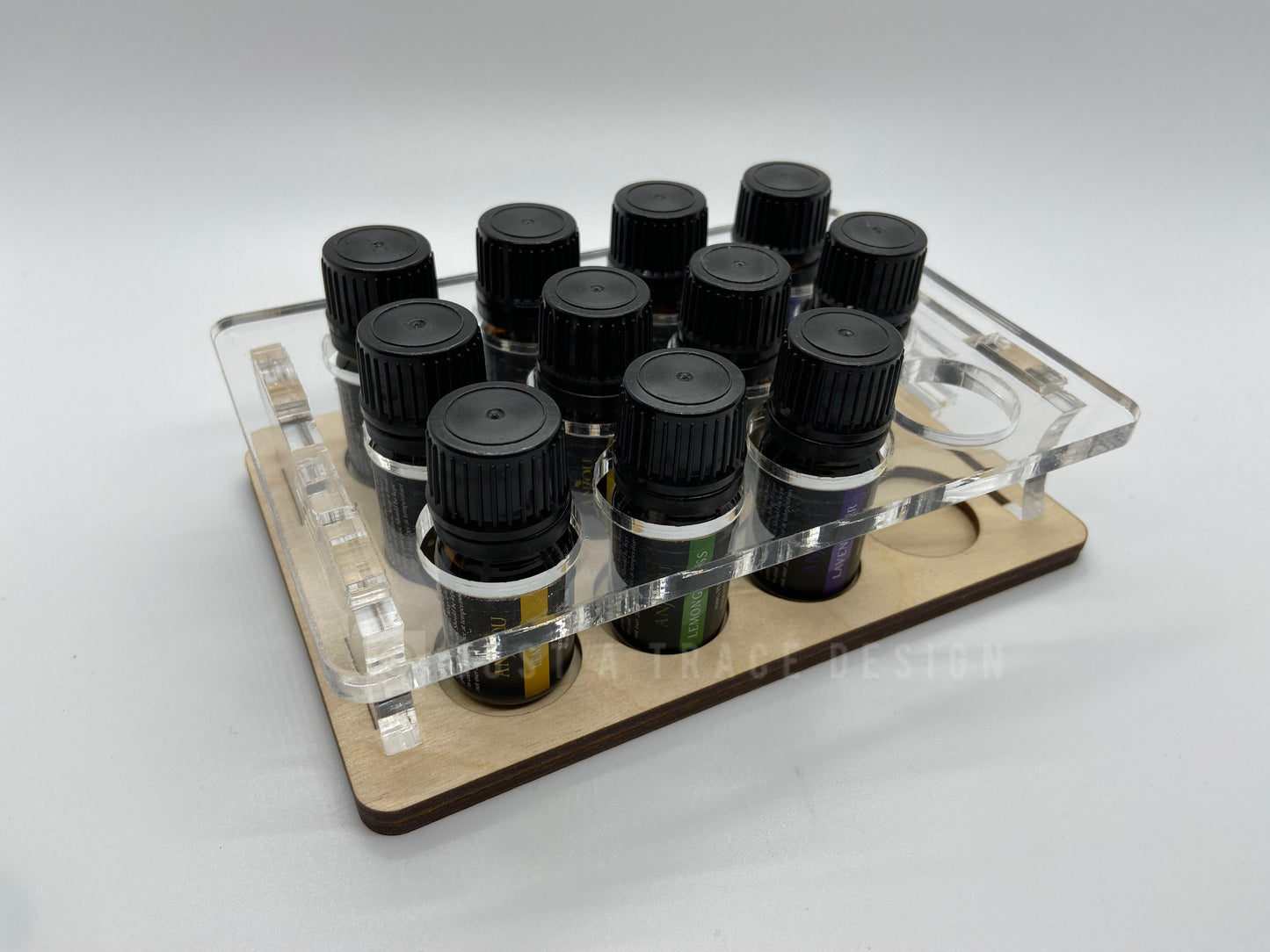 Essential Oils Holder, Acrylic & Wood Holder, Oil Organizer, Table Top, 12 Bottle Holder, Storage Display For Essential Oils, 5ml Bottle