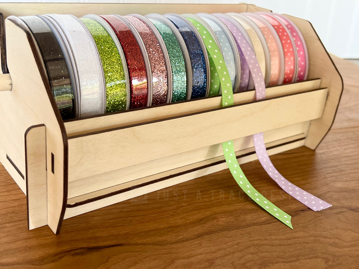 Ribbon Holder, Ribbon Dispenser, Ribbon Caddy, Ribbon Organizer, Storage, Ribbon Display, Portable Display, Compact Holder, Sticker Holder