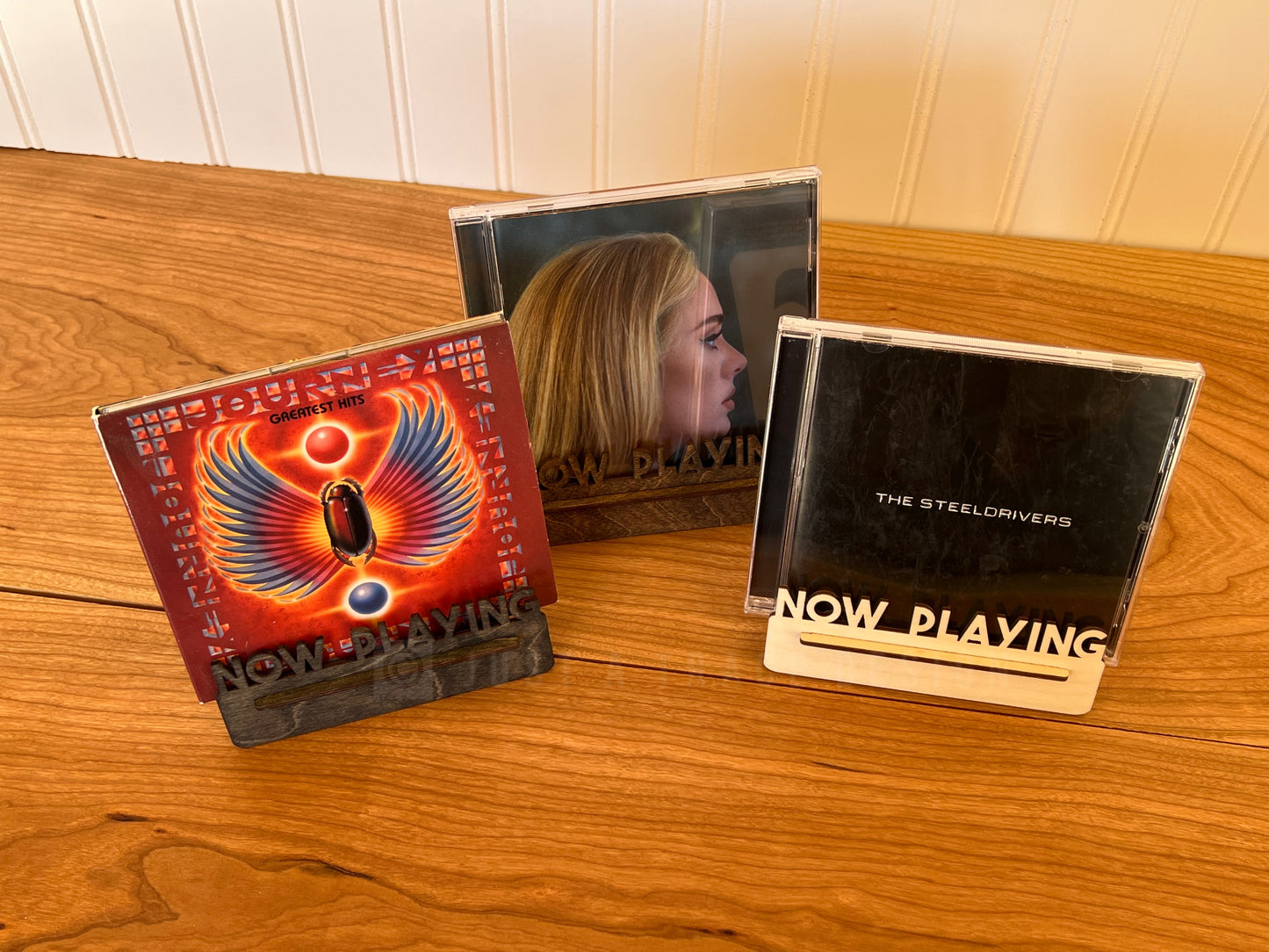 Now Playing CD Stand CD Display, Compact Disk Display, Album Music Compact Disk Holder, Free Standing CD Display, Wooden Home Decor