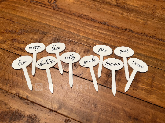 Set of 10 Cheese Markers, Grazing Board, Cheese Board, Serving Board, Charcuterie Board, Cheese Picks, Housewarming Gift, Hostess Gift, Food (Copy)
