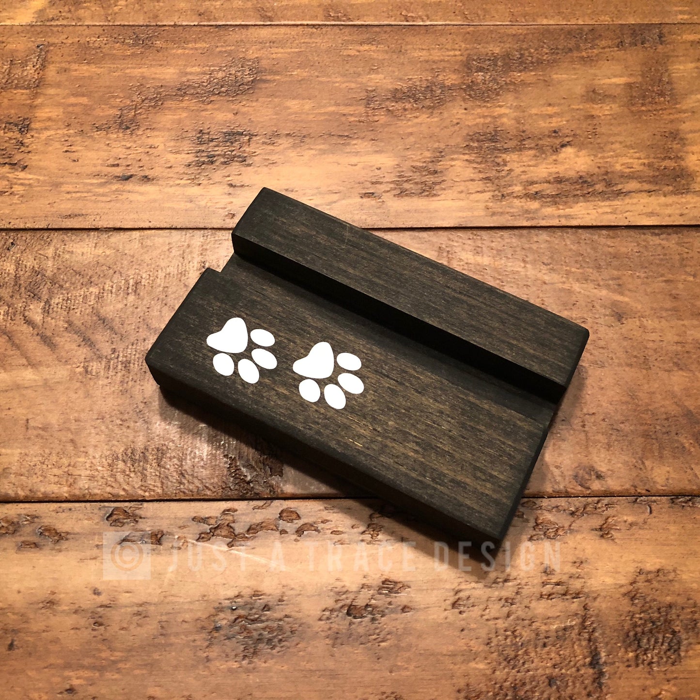 Paw Prints Wood Business Card Holder - Business Cards - Desk Accessory - Business Gift - Dog Paw Print - Pet