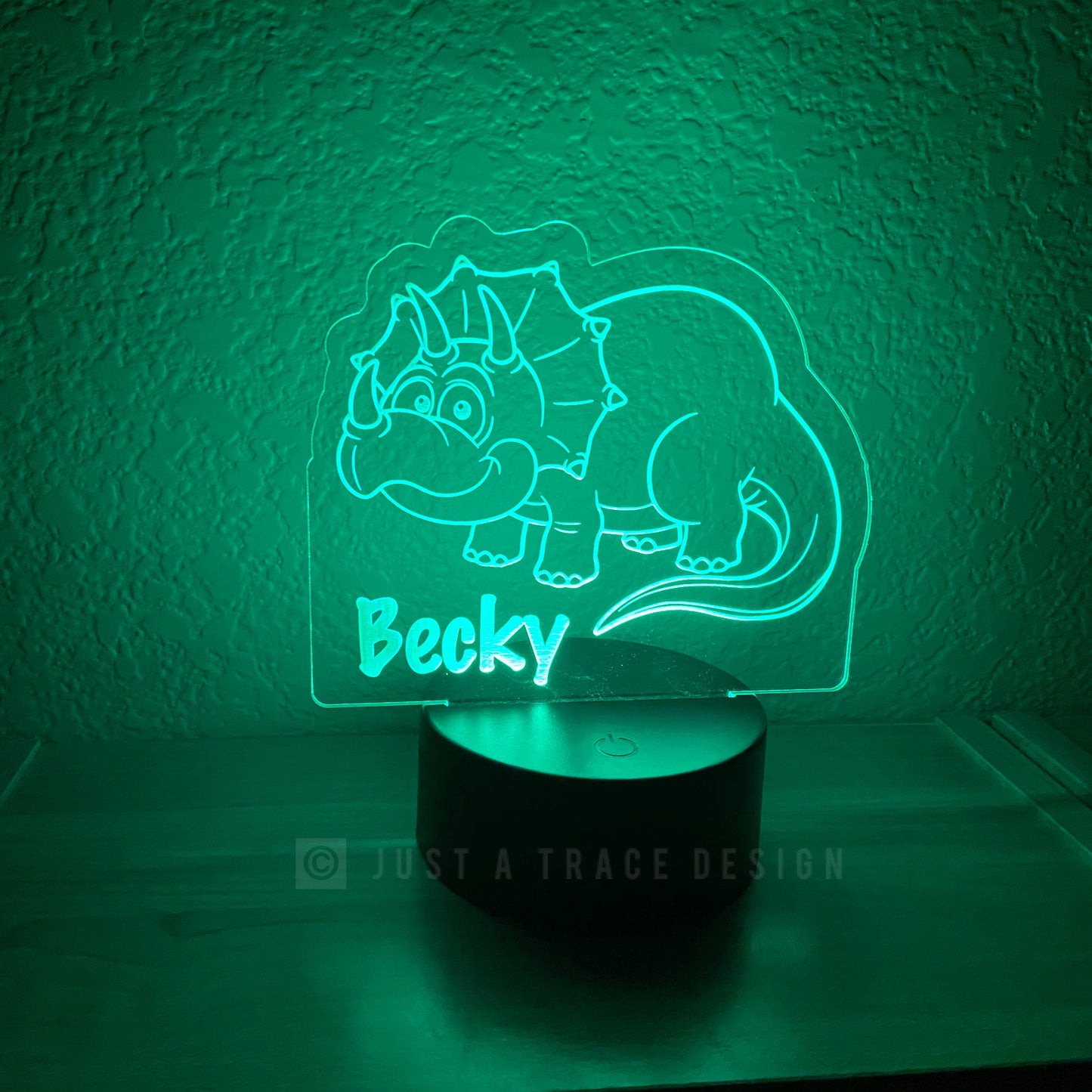 Triceratops Dinosaur Personalized Night Light , Kids Night Light, Name Night Light , Acrylic Light, Laser Cut and Engraved