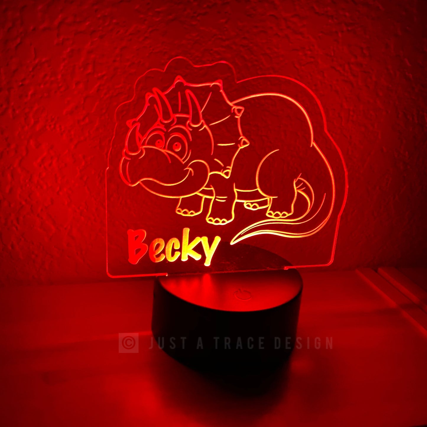 Triceratops Dinosaur Personalized Night Light , Kids Night Light, Name Night Light , Acrylic Light, Laser Cut and Engraved