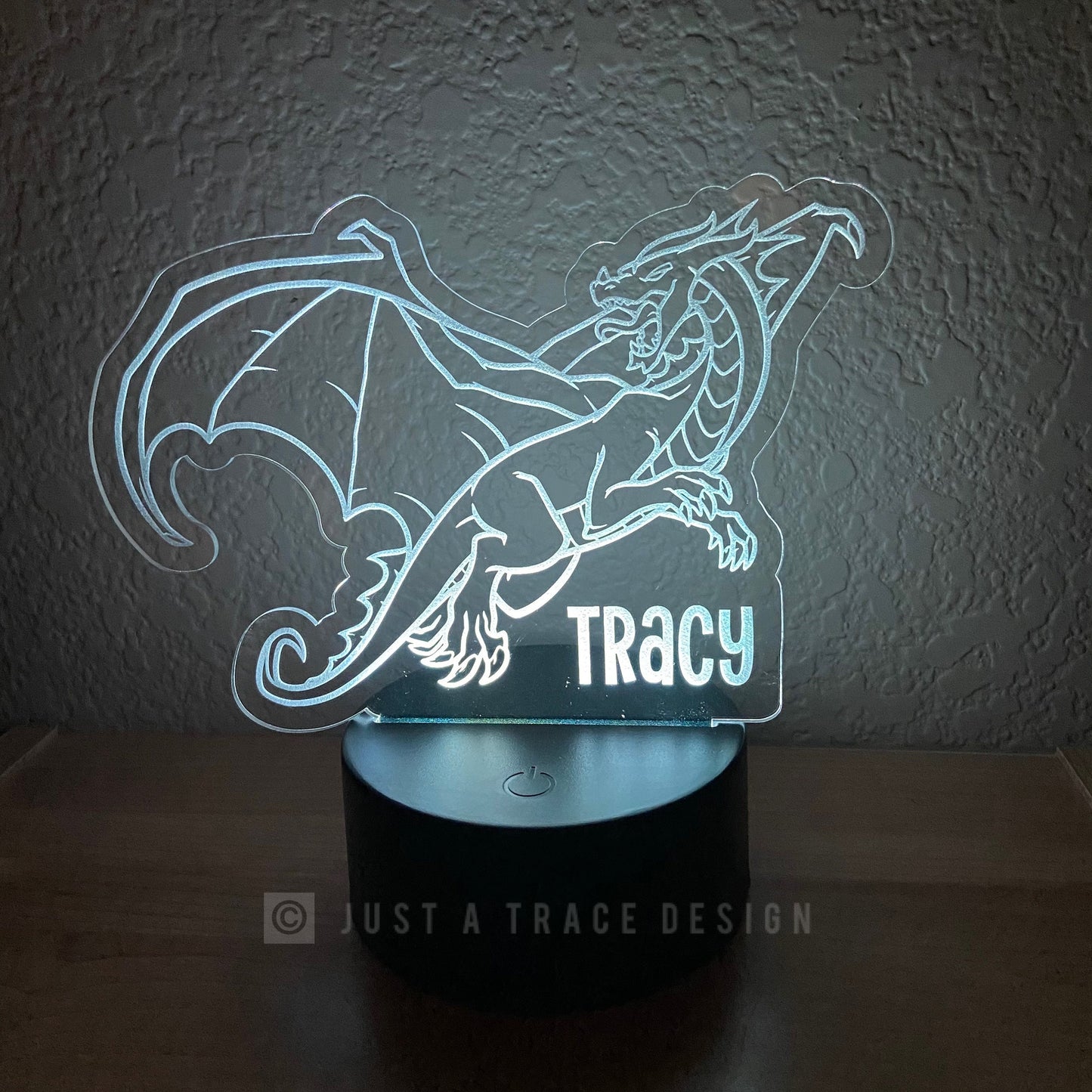 Dragon Personalized Night Light, Kids Night Light, Name Night Light, Acrylic Nightlight, Flying Mythical Creature, Laser Cut and Engraved