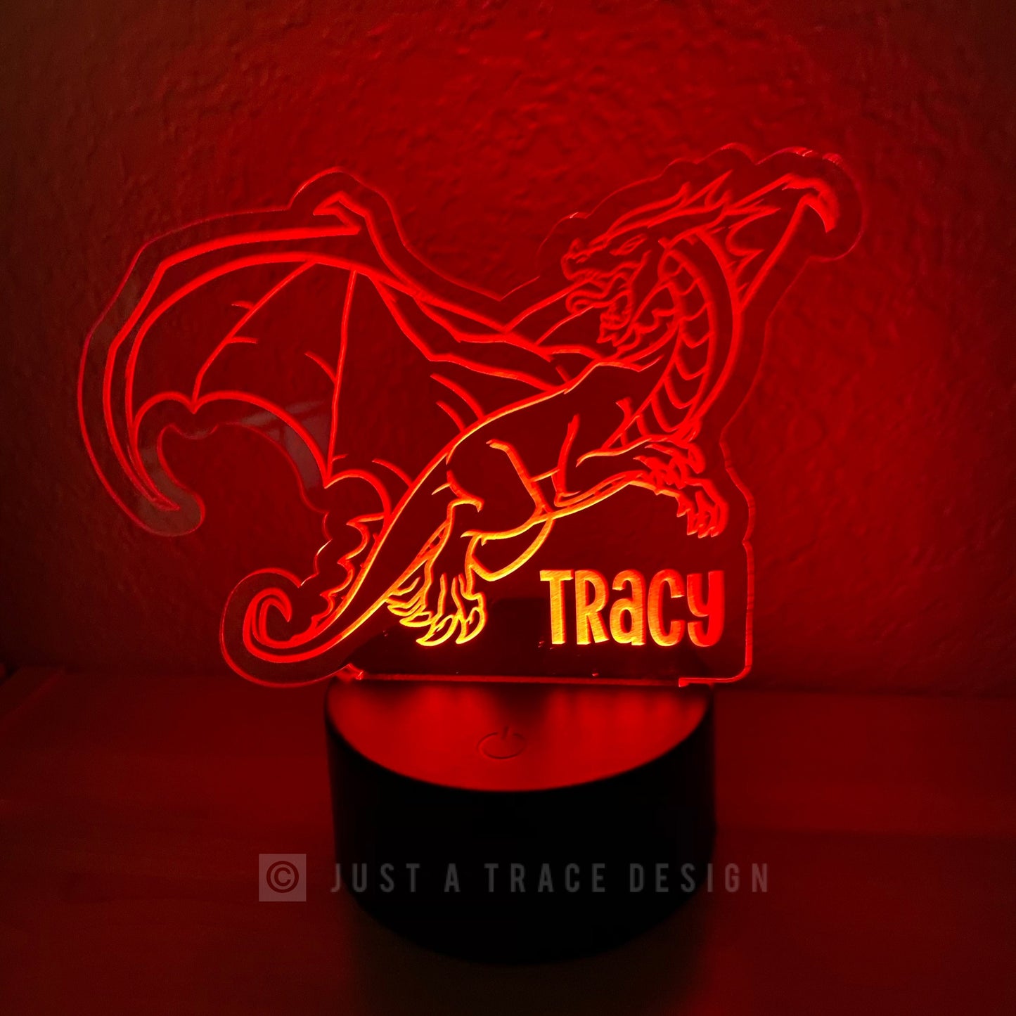 Dragon Personalized Night Light, Kids Night Light, Name Night Light, Acrylic Nightlight, Flying Mythical Creature, Laser Cut and Engraved