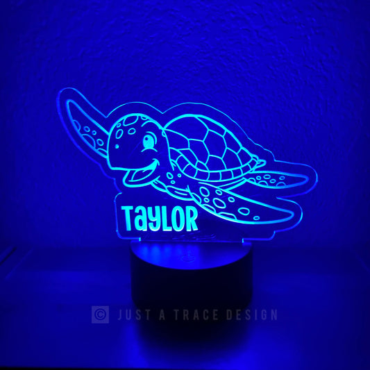 Sea Turtle Nightlight, Personalized Night Light, Kids Night Light, Name Night Light, Acrylic Nightlight, Ocean Light, Laser Cut and Engraved