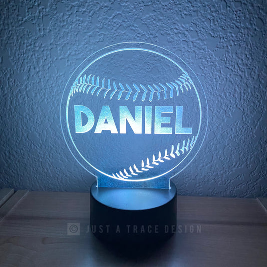 Baseball Personalized Night Light, Kids Night Light, Name Night Light, Sport Nightlight, Acrylic Nightlight, Laser Cut and Engraved