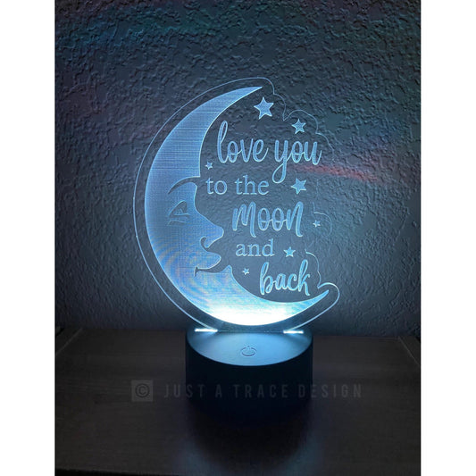 Love You To The Moon And Back Night Light, Acrylic Night Light, Kids Night Light, Love Nightlight, Moon Nightlight