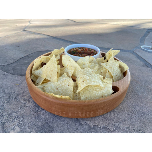 Wooden Chip & Dip Snack Tray, Chip Tray, Cracker Holder, Appetizer Tray, Wood Platter, Serving Tray, Ramekin Dish