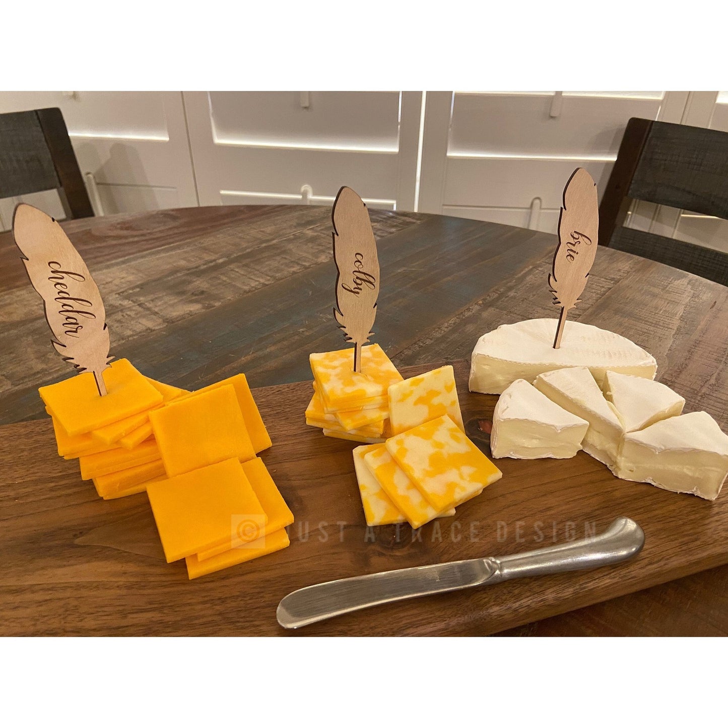 Set of 10 Cheese Markers, Feather or Cactus Pick, Grazing Board, Cheese Board, Serving Board, Charcuterie Board, Cheese Marker, Hostess Gift