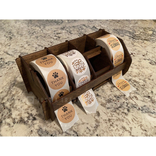 4 Roll Label Holder, Sticker Dispenser, Label Caddy, Sticker Organizer, Sticker Storage, Decal Display, Front Desk Display