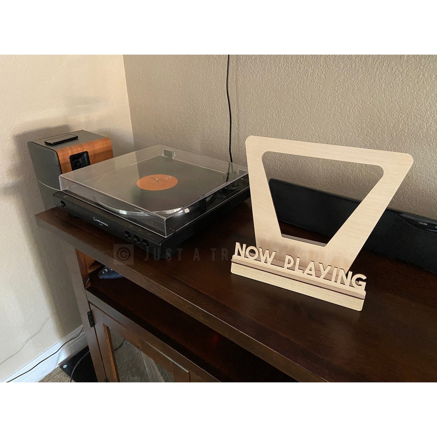 Now Playing Vinyl Record Stand, Now Spinning Record Display, LP Stand, Wood Album Stand, Music Holder
