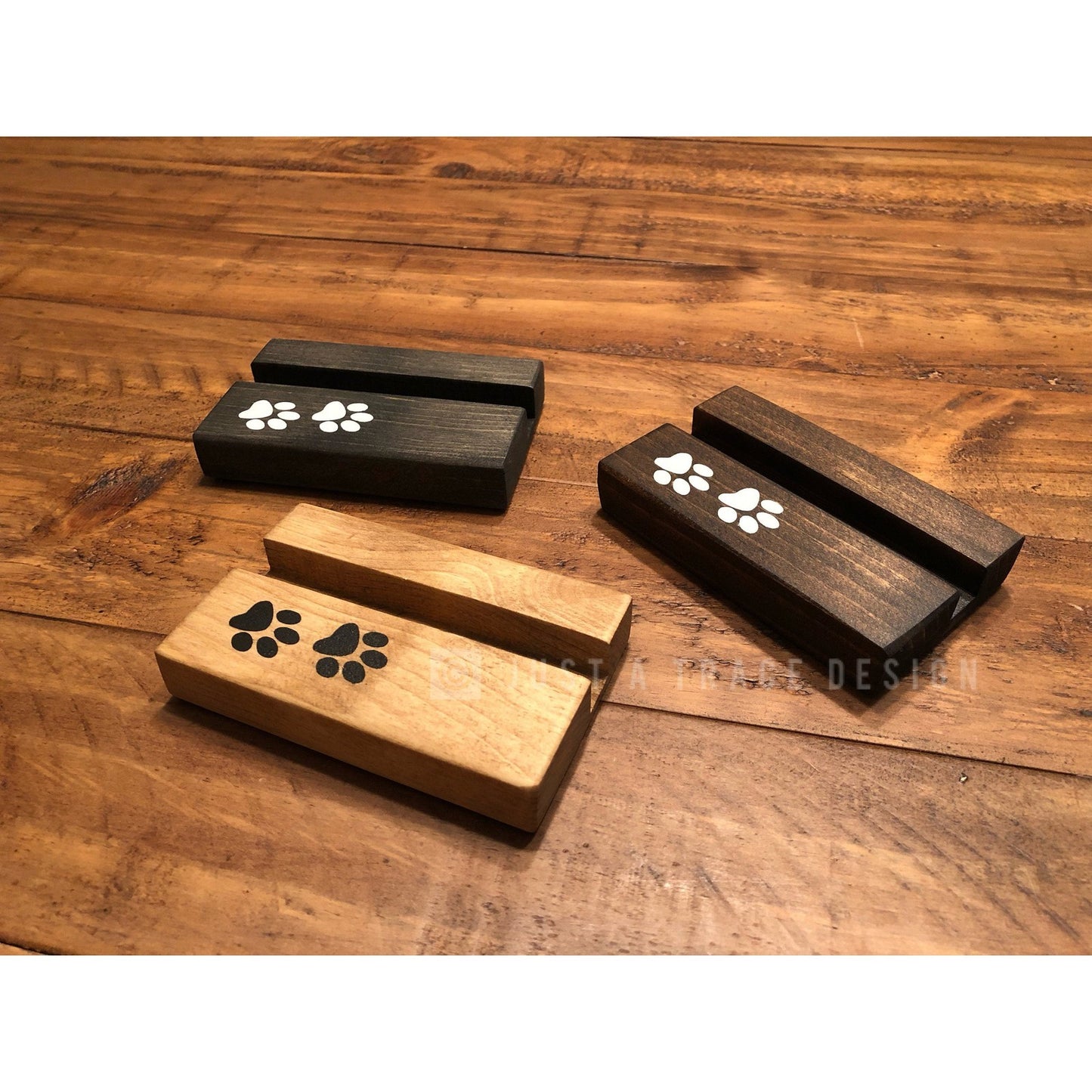 Paw Prints Wood Business Card Holder - Business Cards - Desk Accessory - Business Gift - Dog Paw Print - Pet