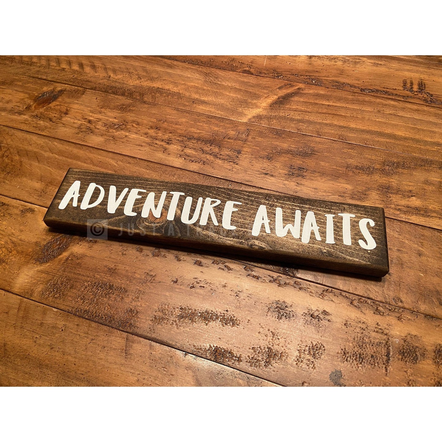 Adventure Awaits Wooden Sign, Wanderlust, Outdoor Journey, Desk Decor, Home Decor, Shelf Sitter Sign, 12" x 2.25"