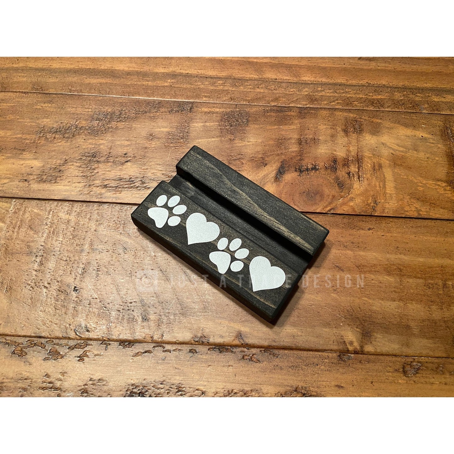 Paw & Heart Paw Prints Wood Business Card Holder - Business Cards - Desk Accessory - Business Gift - Dog Paw Print - Pet
